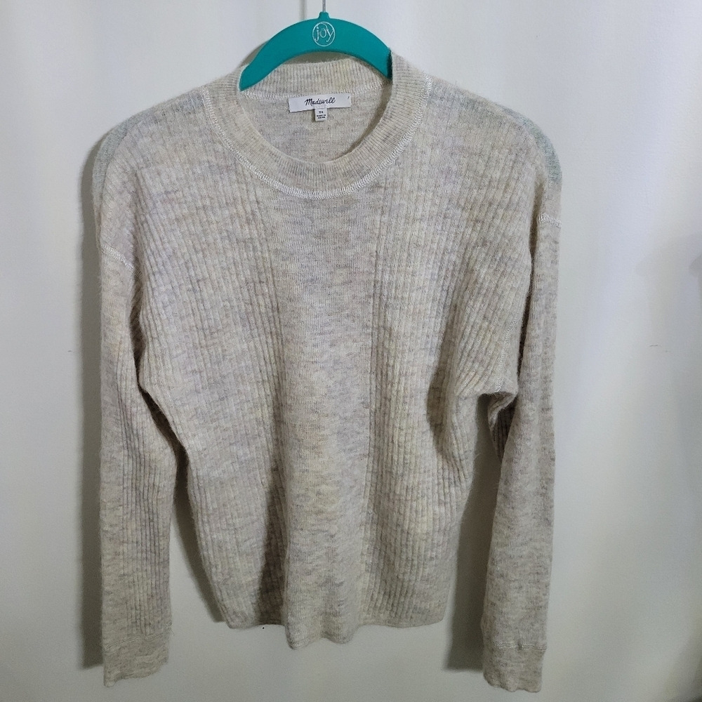 Madewell Heather Oatmeal Alpaca & Polyamide Blend Sweater, Size XS